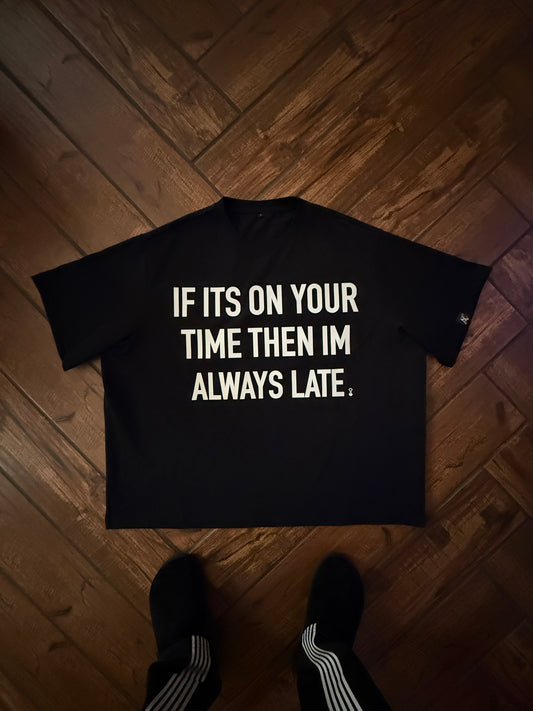 "YOUR TIME?" Boxy fit T-Shirt with Rhinestones